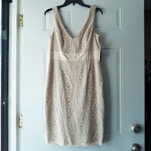 Adrianna Papell Beige Floral Lace Formal Dress 12